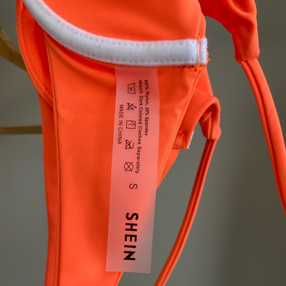 V Underwire Neon Orange Bikini Top - SHEIN Size S - Picture 5 of 5